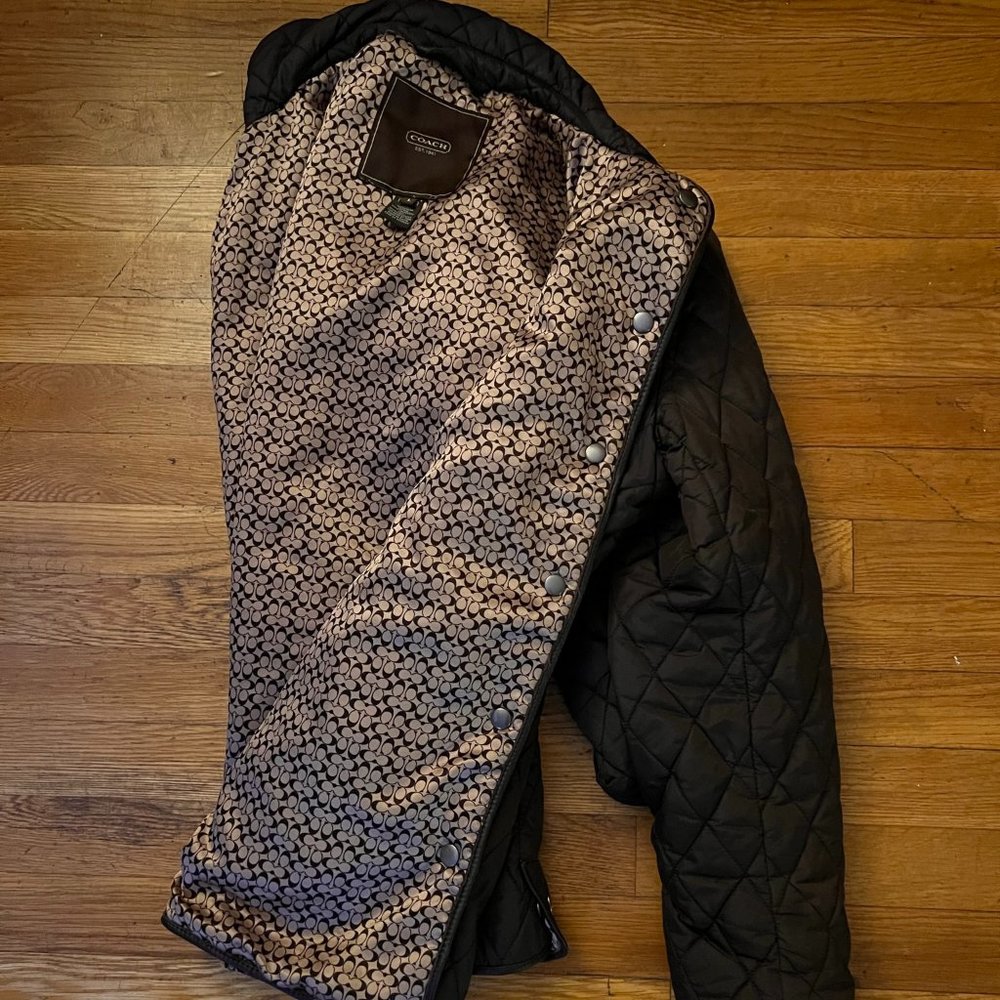 Coach Women's Brown Quilted Cloud Coat Size Large Signature C